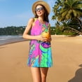 thumbnail image 3 of Logiee Psychedelic Cartoon Frog Print Summer Dresses for Women,Beach Sleeveless Flowy Pocket Tshirt Tank Sundresses,Women's Sleeveless Dress, 3 of 7