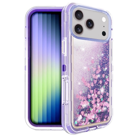 Protective Liquid Glitter Shockproof Bumper Case for iPhone 17 Pro Max - Purple