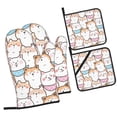 thumbnail image 1 of LAKIMCT Cute Shiba Inu Pattern Oven Mitts and Pot Holders Sets Non-Slip Potholders Heat Resistant Oven Gloves for Kitchen Baking Cooking BBQ, 4-Piece Set, 1 of 9