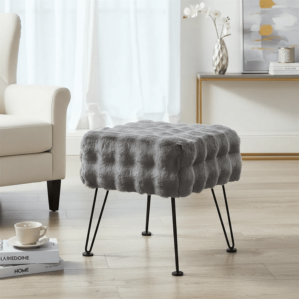 Home Soft Things Bubble Textured Stool Ottoman - Grey - 17'' x 17'' x 17''