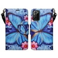 thumbnail image 2 of Samsung Galaxy Note 20 Case, Wrist Strap Leather Wallet Case [Kickstand] with ID & Card Slots - Blue Butterfly, 2 of 6