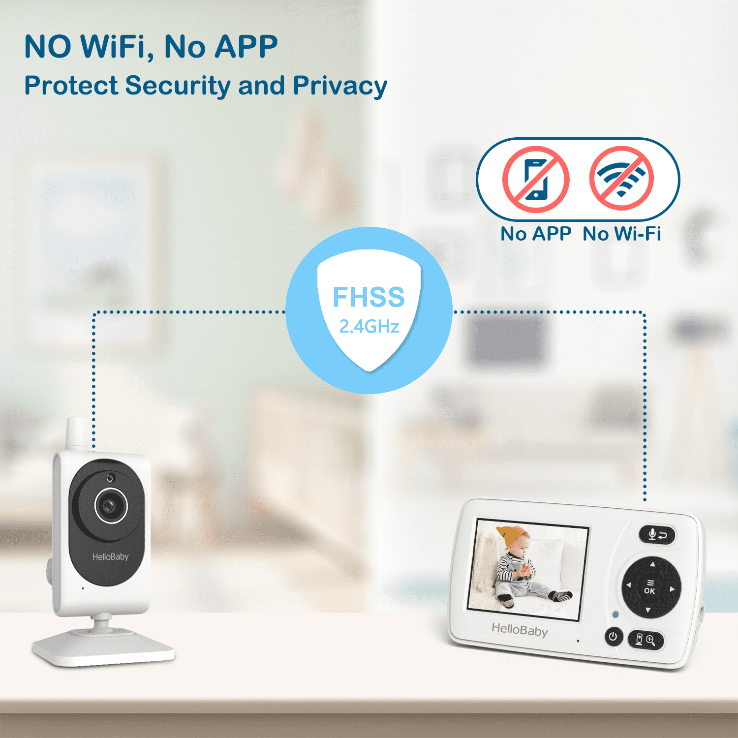 HelloBaby Baby Monitor-HB2530 with Camera and Audio, 1000ft Long Range Video Baby Monitor - No WiFi, IR Night Vision, Lullaby, VOX Mode 2.4" LCD, Security Camera