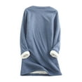 thumbnail image 2 of Women Warm Sherpa Lined Fleece Crewneck Sport Sweatshirt Pullover Loungewear Cricket Blouse Tops, 2 of 8