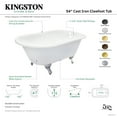 thumbnail image 6 of Aqua Eden VCT3D543019NT0 54" Cast Iron Oval Rectangular Roll Top Clawfoot Tub (3-3/8" Wall Drillings), White/Matte Black, 6 of 7