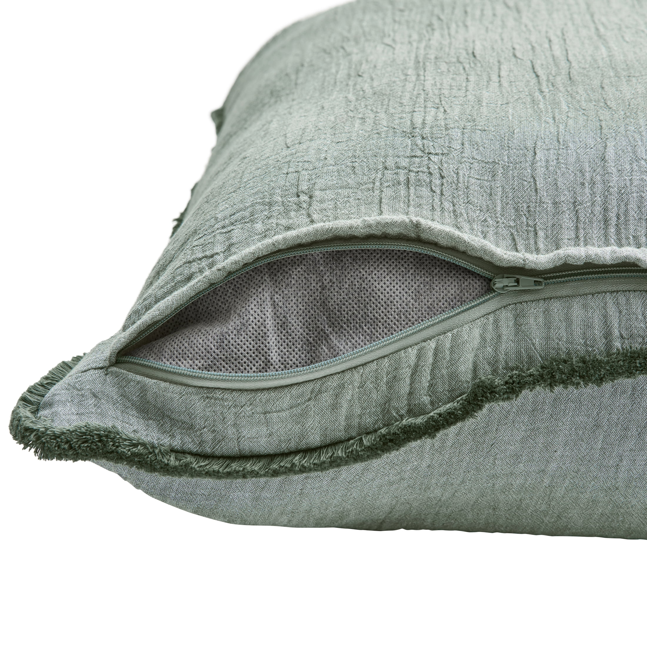 (2 pack) Better Homes & Gardens 22" x 22" Dark Cilantro Green Cotton Gauze Fringe Decorative Pillow