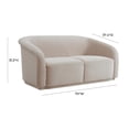 thumbnail image 2 of Yara Pleated Beige Velvet Loveseat, 2 of 13