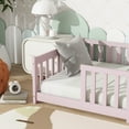thumbnail image 5 of Twin Size Floor Bed with Fence without Door, Rubber Wood Floor Bed with Safety Guardrails,Grey, 5 of 20