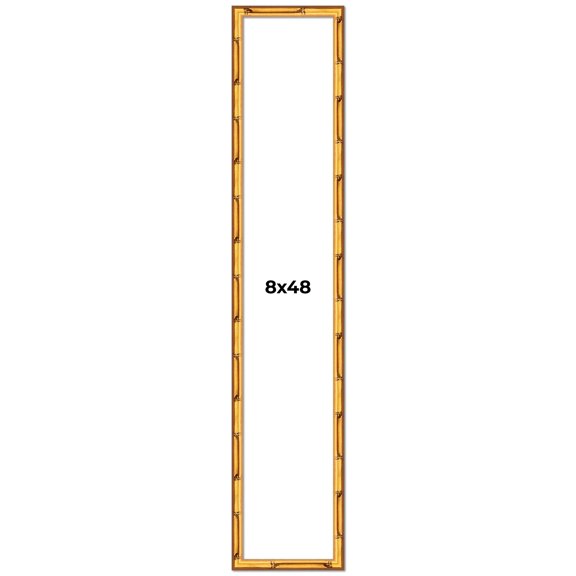 8x48 Frame Gold Bamboo Solid Wood Picture Frame | 1 Inch Moulding Width | Interior Frame Depth 0.75