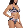 thumbnail image 2 of Wukai Rose Flowers Women's Bikini Set Two Piece,wimsuit High Waisted V Neck Twist Front Adjustable Spaghetti Straps Bathing Suit-X-Large, 2 of 7