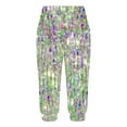 thumbnail image 4 of Mujeres Capri Pantalones Casual Suelto Largo Pantalones de Impresión con Corbata Elástica Cintura Y Bolsillos, 4 of 6