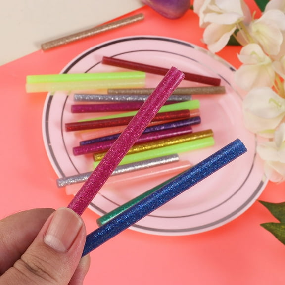 MLINS 72pcs Colored Glitter Hot Glue Sticks Mini Size Hot Melt Adhesive for DIY Arts and Crafts Repair Bonding