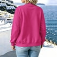 thumbnail image 5 of Edvintorg Crewneck Sweatshirts Women Long Sleeve Casual Loose Athletic Zip Up Tops with Pockets Fall Winter Clothes for Women Hot Pink L, 5 of 6