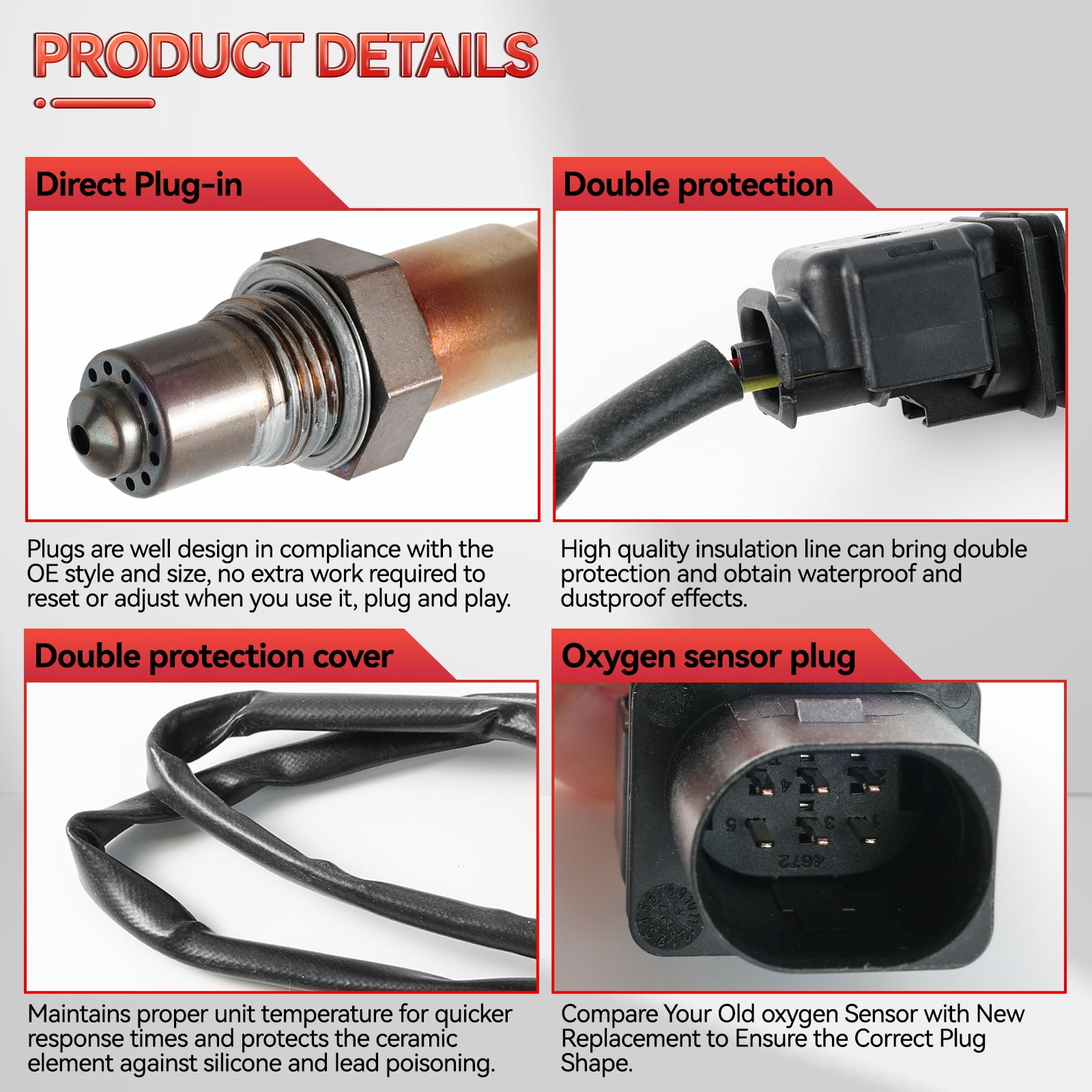 OEMASSIVE 2Pcs Oxygen Sensor for 2012-2017 Hyundai Accent Veloster Kia Rio 1.6L Front+Rear