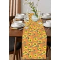thumbnail image 4 of Yellow Sunflowers Table Runner Cotton Linen 90 Inch Holiday Dresser Scarves,Spring Flowers Leaves Retro Country Tablerunner for Kitchen Coffee Dining Bedroom Living Room Dinner Scarf Décor 13''x90'', 4 of 9
