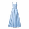 thumbnail image 5 of Women's Gingham Plaid Square Neck Maxi Dress, Sleeveless Wide Strap Smocked Waist Summer Beach Vacation Sundress, Casual Flowy Long Dress for Women S-2XL, 5 of 5