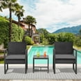 thumbnail image 2 of YRLLENSDAN 3 Piece Patio Furniture Sets Wicker Patio Chairs Rattan Outdoor Bistro Set Outdoor Furniture for Backyard Porch Poolside Lawn,Grey Cushion, 2 of 7