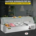 thumbnail image 2 of VEVOR Refrigerated Condiment Prep Station, 48-inch, 10.8Qt Sandwich / Salad Prep Table w/ 3 1/3 Pans & 4 1/6 Pans, 146W Salad Bar w/ 304 Stainless Body Tempered Glass Shield Digital Panel Auto Defrost, 2 of 9