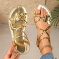 thumbnail image 6 of Xdegoge Women's Flat Sandals Crystal Thong Summer Shoes Jeweled Strap Open Toe Slip On Beach Dressy Casual Walking Bling Footwear, 6 of 9