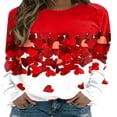 thumbnail image 1 of PENGXIANG Femmes Saint-Valentin Pull-Over Sweat-Shirts Coeur Lettre Imprimé Manches Longues Col Rond Tops Blanc Rose Coeur L, 1 of 4