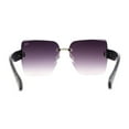 thumbnail image 4 of Womens Beveled Rimless Luxury Fashion Oversize Rectangle Sunglasses Black Silver Smoke, 4 of 4