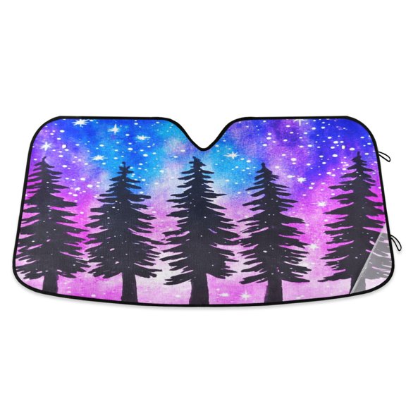 Trees under The Starry Sky Car Windshield Sun Shade Foldable Car Front Window Visor Heat and UV Protection 53x23.5