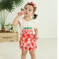 thumbnail image 2 of Younger Tree Toddler Baby Girl Clothes Outfits Summer Ruffle Sleeve Romper and Floral Shorts with Headband Set for 6-12 Months, 2 of 8