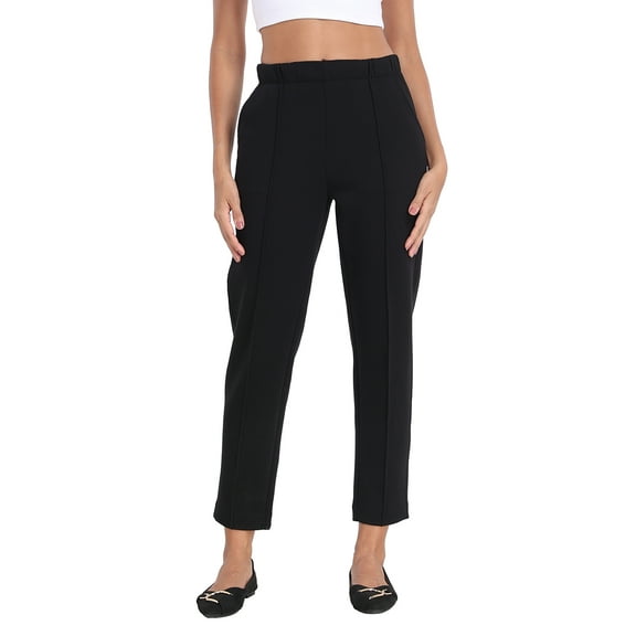 HDE Women's Pull On Dressy Sweatpants Casual Pants with Pockets Black - S