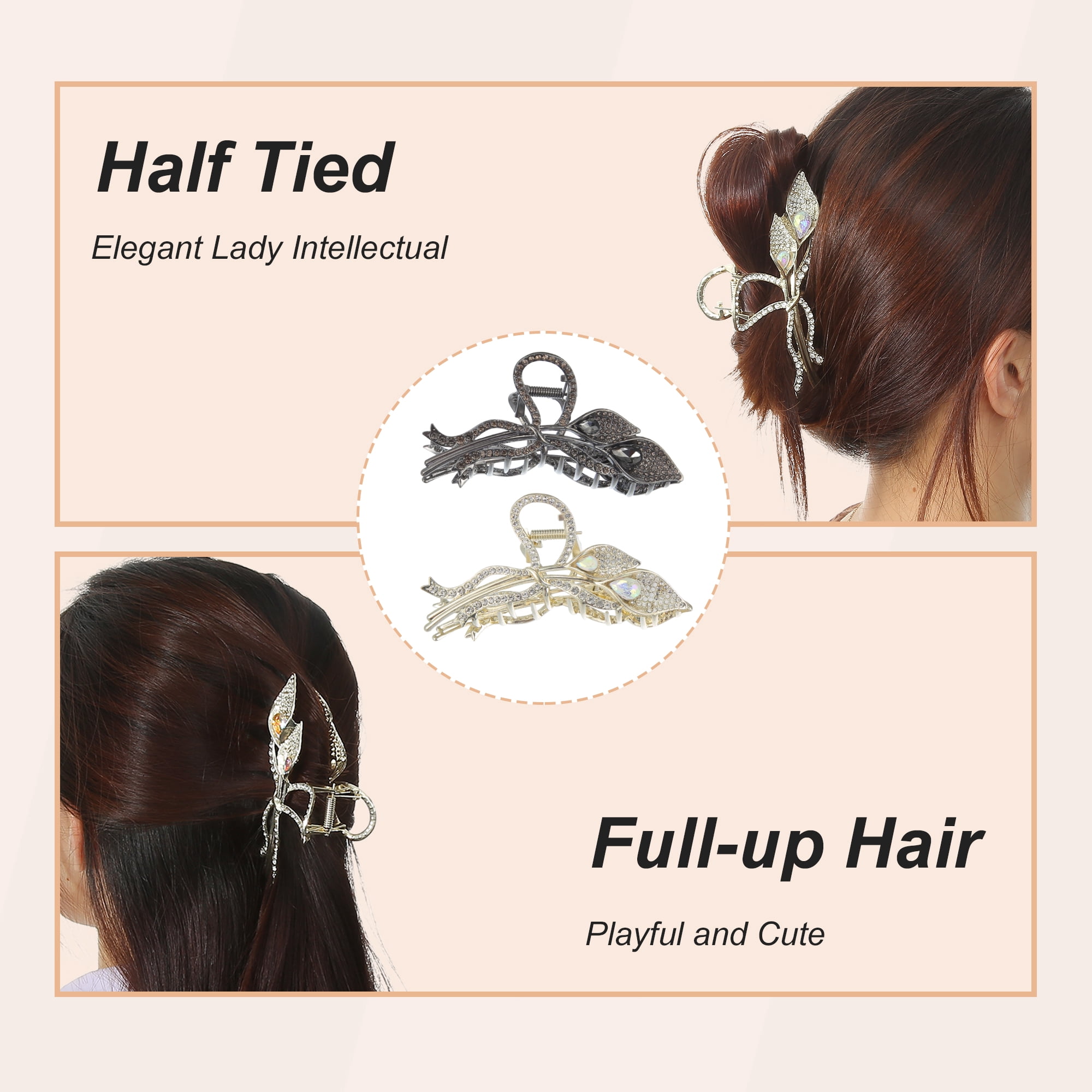 Unique Bargains 2Pcs Flower Metal Hair Claw Clip Cute Non-Slip Fashion Accessories