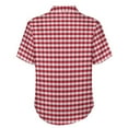 thumbnail image 5 of Red Checkered Blouses Men Gingham Plaid Print Casual Shirts Hawaii Short-Sleeve Pattern Tr, 5 of 5
