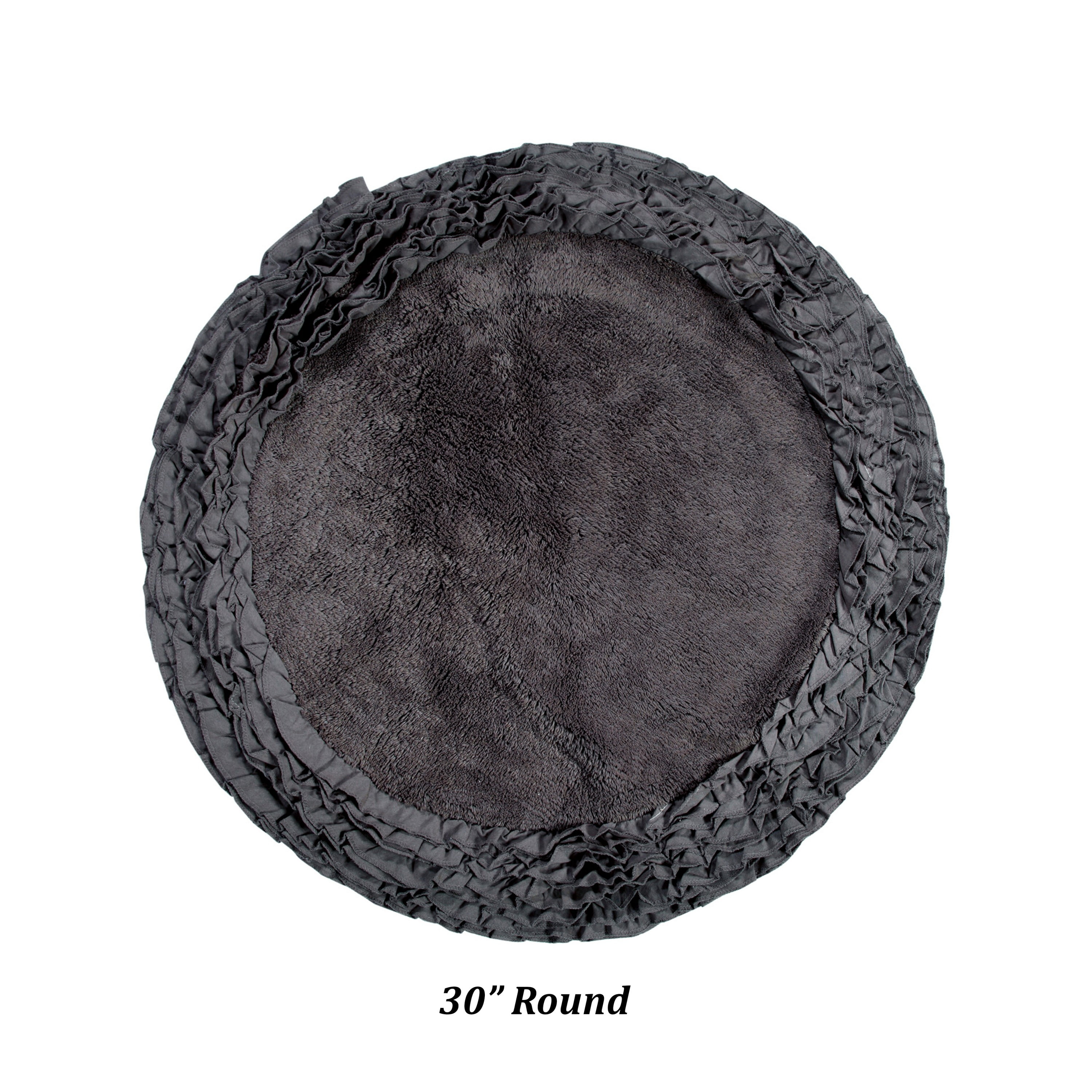 Better Trends 30'' x 30'' Round Shape Bathroom Rug with Non Slip Backing 100% Cotton Water Absorbent, Machine Washable, (Gray) Shaggy Border Collection