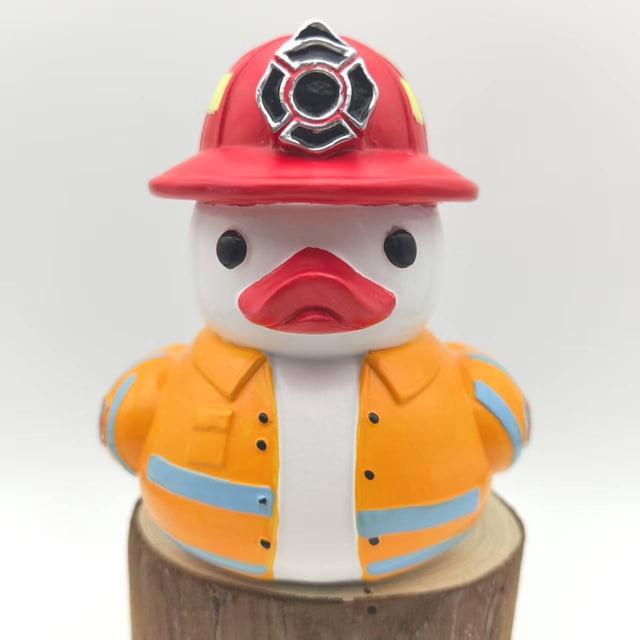 Cosplaying Duck Figure, Duck Creative Home Resin Ornament(firefighter duck)