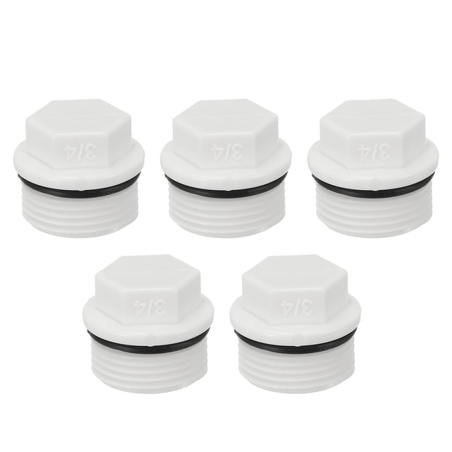 Unique Bargains G3/4' Outer Hex Male Thread PPR Pipe Fitting End Cap, Tubing Stopper for Preventing Leakage, White 5Pcs