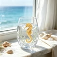 thumbnail image 7 of Artisanal Seahorse Glassware, 2D Seahorses Stemless Wine Glasses, Handcrafted Marine Animal Bar Glass for Coastal Home Decor Ocean Lovers, 7 of 7