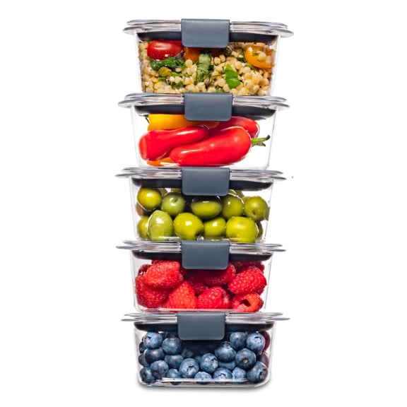 Rubbermaid Brilliance Tritan Food Storage Set of 5 Clear Containers, 1.3 Cup