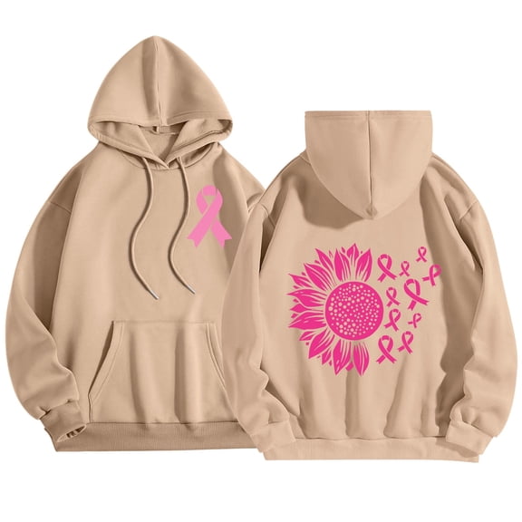 Cnbwig Womens Pullover Hoodies Graphic Letter Printed Hooded Drop Shoulder Loose Sweatshirt for Fall and Winter Season Womens Trendy Sweatshirt Khaki L