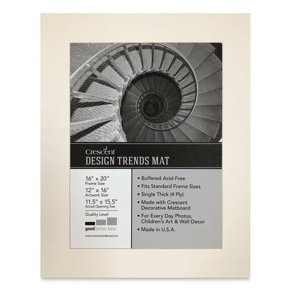 Crescent Pre-Cut Mat - Arctic White, 16" x 20" (11-1/2" x 15-1/2" Opening)