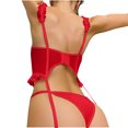 thumbnail image 4 of Levmjia Women's Lace Lingerie Set Transparent Girding Bra and Panty Set Solid Color Honeymoon Strap Comfortable Sleepwear Pajamas for Special Nights, 4 of 4