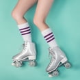 Cal 7 Sparkly Roller Skates for Indoor & Outdoor Skating, Faux Leather Quad Skate with Ankle