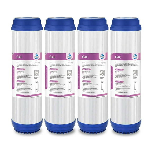 Membrane Solutions 5 Micron 10 inch Granular Activated Carbon Water Filter Universal GAC Cartridge Compatible with C-10, WFPFC9001, AP117, GAC-10, FXUTC, D-20A, GAC1, 4 Pack