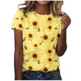 thumbnail image 1 of Staron Liquidation Chemises d'Été pour Femmes Manches Courtes Coupe Ample Blouses Imprimé Floral T-Shirts Basiques Hauts Tendance Chemises Été Col Rond Décontracté T-Shirts Habillés, 1 of 4