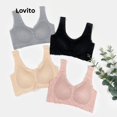 thumbnail image 4 of Lovito Sujetador Encaje con Almohadillas Extraíbles Casual L00001 (Beige/Rosado/Negro/Gris), 4 of 4