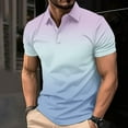 thumbnail image 2 of Dovford Men's Gradient Shirts Casual Stylish Button Down Short Sleeve Polo Shirts Summer Shirts Loose Athletic Pullover Tee 2024, 2 of 5