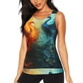thumbnail image 1 of Balery Red And Blue Fire Peacock Camiseta sin mangas estampada ligera para mujer, tops de entrenamiento sin mangas, camisetas de yoga transpirables de secado rápido.-Large, 1 of 7