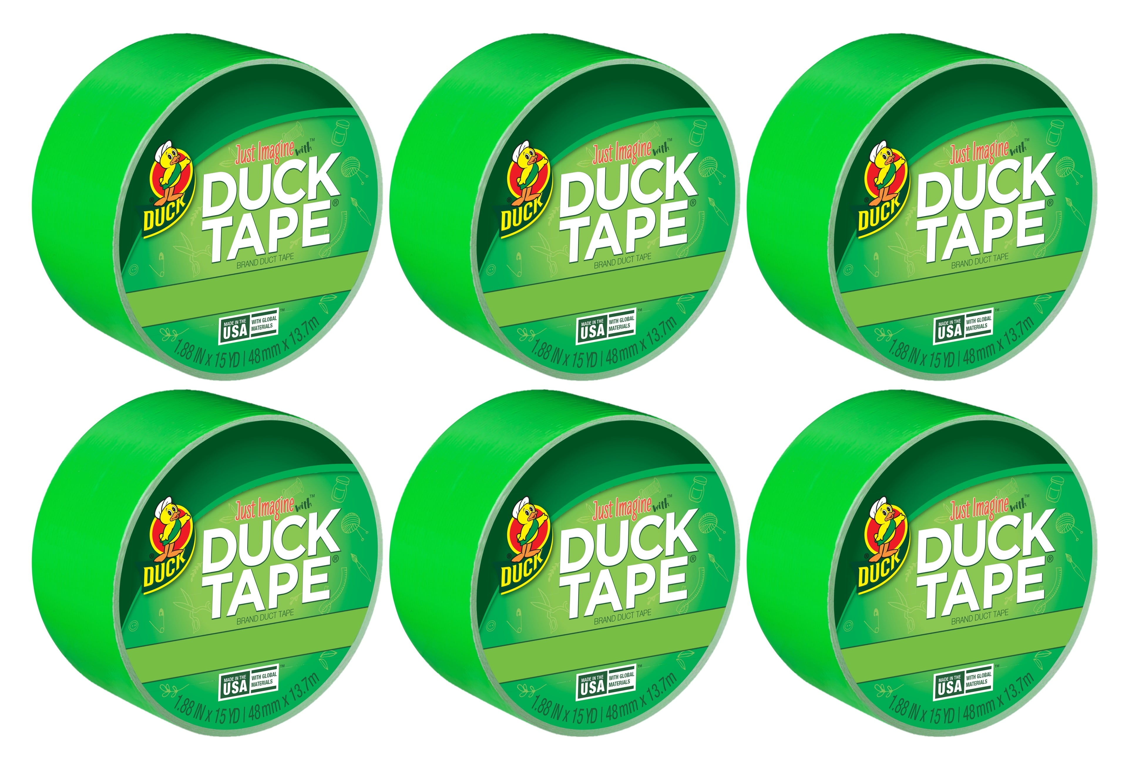 Color Duck Tape Brand Duct Tape Lime Green, 1.88 in. x 15 yd., 6 Pack