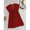 thumbnail image 6 of HAPPY BAY Women's Beachwear Summer Swim Beach Cover ups for Swimwear Bikini Sheer Chiffon Cover up V Neck Dress Bathing Suit Swimsuit Coverups for Women XL-XXL Solid Plain Maroon, 6 of 6