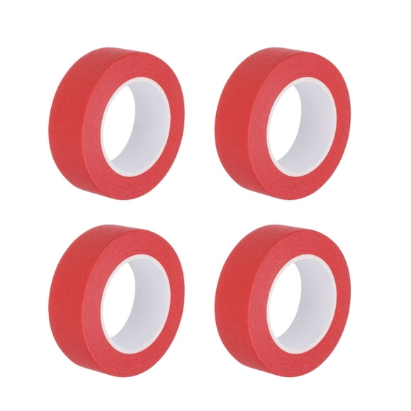 Uxcell 4Pcs 0.8 inch Wide 14 Yards Red Masking Tape Painters Tape Rolls for Home Office