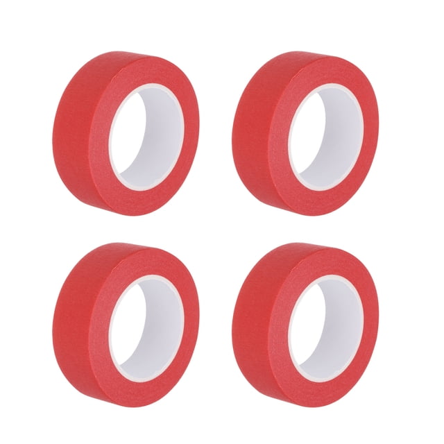 Uxcell 4Pcs 0.8 pulgadas de ancho 14 yardas Cinta de enmascarar roja para pintores para hogar y oficina
