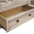 thumbnail image 4 of Benjara Kohl 70 Inch Cabinet, Drawer, Glass Doors, Solid Mango Wood, Cream Brown, 4 of 5