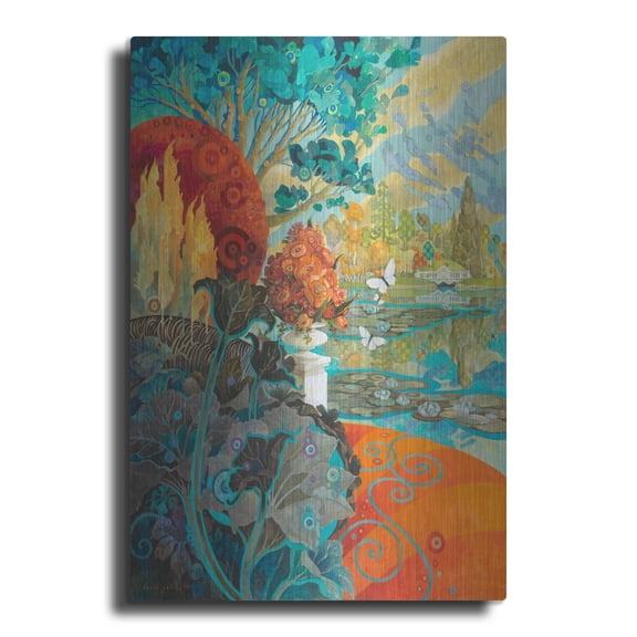 Luxe Metal Art 'A View of Sheffield Park East Essex' by David Galchutt, Metal Wall Art, 16"x24"