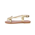 thumbnail image 2 of Sandals for Women Fashionable Casual Spring Summer Round-Headed Open-Toe Back Elastic Golden Bow Flat Sandals 38(6.5), 2 of 9